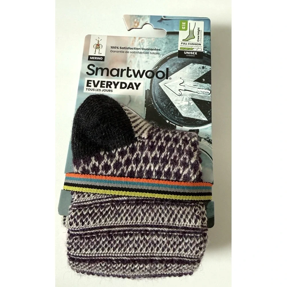 Smartwool Everyday Cable Crew Unisex Medium Full Cushion Purple Pattern NEW
